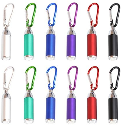 TYFGRT Mini Lampe De Poche 12 Pièces avec Mousqueton, Porte-Clés Suspendue pour Enfants - Éclairage d'urgence Extérieure