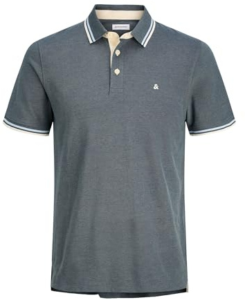 JACK & JONES Male Polo Shirt Plus Size Plain Polo Shirt, Stormy Weather, 4XL