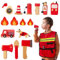 WOODENFUN Feuerwehr Spiel Set für Kinder aus Holz Feuerwehr Rollenspiel 16-teiliges Set für 3, 4, 5 Jahre alt