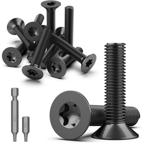 TXXATX 30 Piezas Tornillos Cabeza Avellanada Torx M4 x 25 mm Tornillos de Acero Inoxidable A2 V2A Tornillo Mecánico Tornillos Avellanados Negro Tornillos de Cabeza Plana con Punta Torx T20