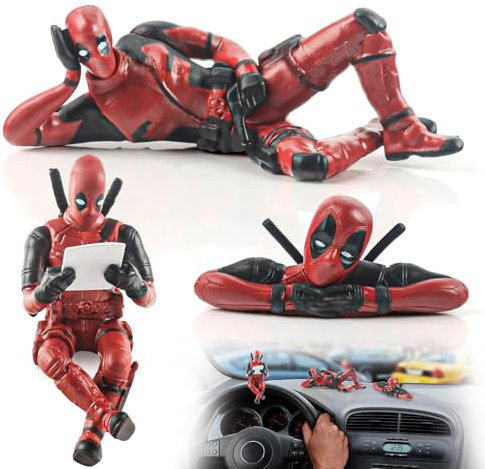 Fonyiunce 3 Stück Deadpool Ornamente, Autozubehör zum Ornamente, Lustiger Auto Innendekoration Zubehör, Klassische Anime Charaktereautodekoration, für Frauen & Männer Ornament Gift