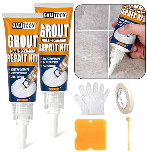 Riparazione Fughe Piastrelle, Kit Ad Asciugatura Rapida Riparazione Fughe Piastrelle, Ripristino Fughe Piastrelle Bagno Doccia Cucina Pavimento Piastrelle Vernice, Sbiancante per Fughe (Bianco, 2)
