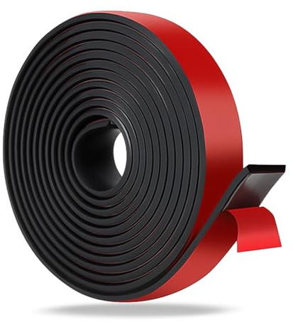 Scettar Rubber Strips Self Adhesive, 4m(L)×25mm(W)×2mm(T) Solid Neoprene Matting Roll, Solid Rubbers Seal Strip, Self Adhesive Rubber Strip for Washers, Crafts, Pads, DIY Gaskets, Sealing Gasket