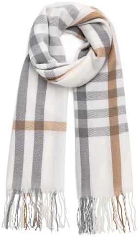 Kotashion Damen Warmer Winter Schal Kariert übergroßer Quadratisch Deckenschal, Streifen Plaid Muster Oversized Fransen Poncho Warmer Kaschmirschal, ein Geheimes Geschenk für Frauen