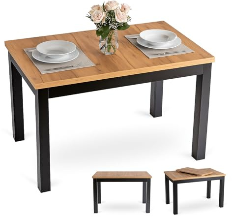 MEBEL ELITE Esstisch ausziehbar 120–160 cm Eiche Craft – Moderner Esszimmertisch mit Einlegeplatte – Rechteckiger Holztisch für Küche & Wohnzimmer – Küchentisch klein & pflegeleicht