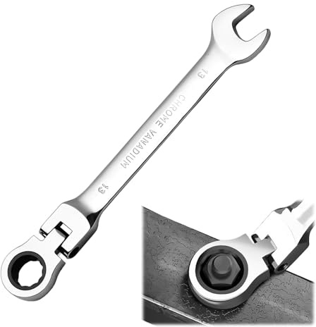 Haxisii 13mm Ratchet Spanner, 1Pcs Chromium-Vanadium Steel Metric 13mm Spanner, Ratchet Spanners Suitable for DIY, Plumbing, Automotive, Bicycle Maintenance and Household Upkeep