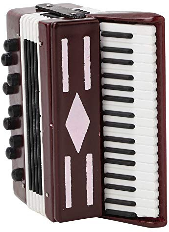 KIMISS Mini-Akkordeon-Modell – 6 cm Großes Rotes Musikinstrument aus Holz für Dekorative Geschenkbox, Perfekte Heimdekoration