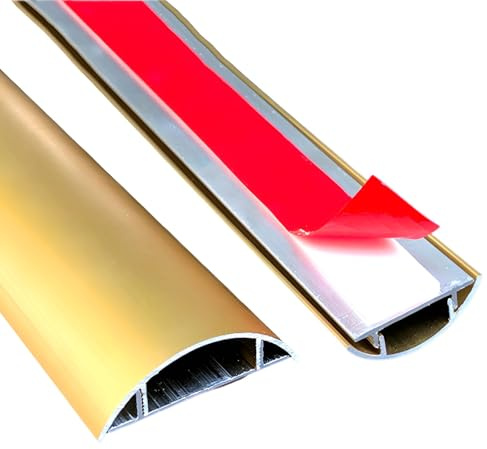 100cm Goulotte Passe de Cable Adhesif au Sol, Aluminium Rampe de Protection Câble, Protege Cable Management Sol pour Bureaux, Maisons(Gold,5cmx100cm(39in))