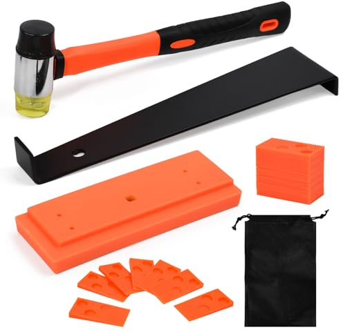 ZXBBTZ 64-teiliges Laminat Verlegeset Vinylboden Werkzeug Set mit Zugeisen, Nylon Schlagklotz & 60 Abstandshaltern Vinyl Verlegeset Bodenleger Werkzeug für klick Vinyl Laminat Parkett 7-15mm Böden