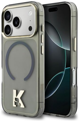 CG MOBILE Karl Lagerfeld IML K-Kopf-Logo kompatibel mit MagSafe Hülle für iPhone 17 Pro (Schwarz)
