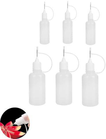 Applicator Bottle,6-Piece 10 ml and 15ml Precision Dispenser Set,Dropper Bottle,Needle Bottlees Applicator,Paint Dropper and Glue Oiler Bottles,for DIY Crafts,Lubrication,Detailed Adhesive Work