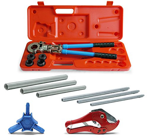 Pipetec Montage-Werkzeug-Set 16x2 20x2 26x3 mm Presszange Rohrschere Kalibrierer Biegefeder Verbundrohr