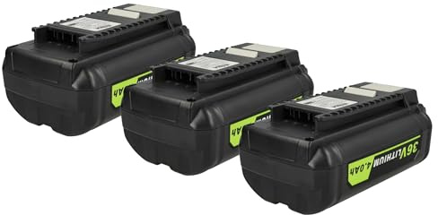 vhbw 3x Battery compatible with Ryobi RBV36B, RCS36, RCS36X3550HI, RHT36C5525, RBC36X26B, RBL36B, RBL36JB Power Tools (4000 mAh, Li-Ion, 36 V)