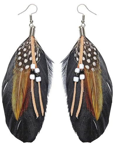 W WIDMANN MILANO Party Fashion 05933 - Federohrringe mit Perlen, Schmuck, Steampunk, Indianerin, Karneval, Mottoparty