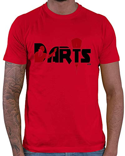 HARIZ Herren T-Shirt Darts Darter Silhouette Dart Sprüche Dartpfeile WM Plus Geschenkkarten Rot S