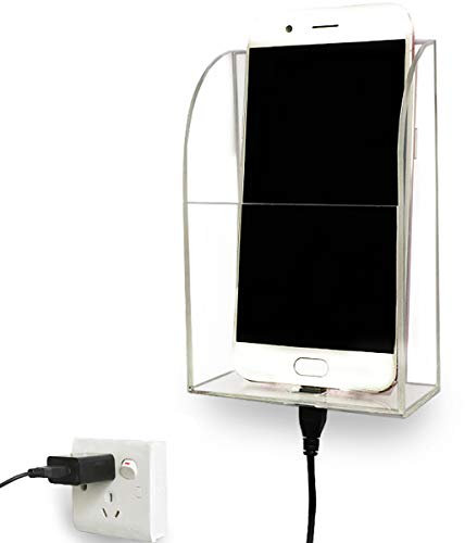 Yoillione Wall Mounted TV Remote Control Holder Support Phone Charging,TV Remote Organiser Remote Control Phone Holder,TV Remote Control Storage Box for Air Conditioner,TV(2 Compartments)
