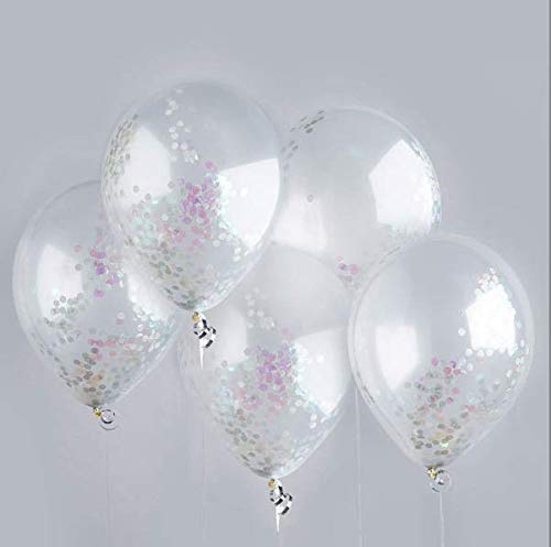 5 pcs Confetti Latex Balloons 3 Colours Birthday Wedding Party Baby Shower Decor (Iridescent)