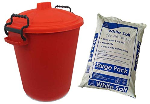 KetoPlastics 50L coloured grit bin with 10kg rock salt (RED)