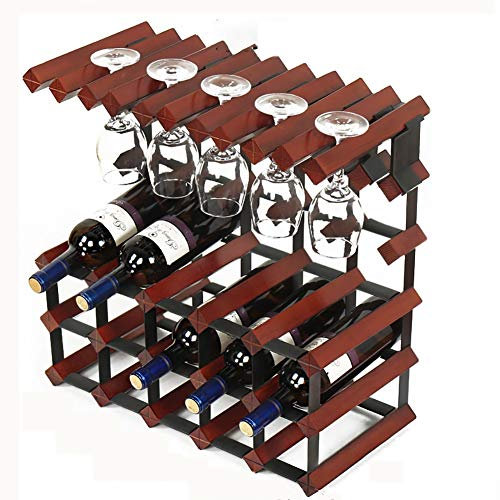 Range Bouteille Cave à Vin Bois Massif Casier À Vin De Bureau Europe Restaurant Porte-Verre À Vin Empilés Affichage De Stockage pour Bar Familial Familial (Color : Wine Red, Size : C)