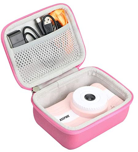 Khanka Dur Cas étui de Voyage Housse Porter pour Appareil Photo Enfant Numérique Caméra(Case Only) (Rose)
