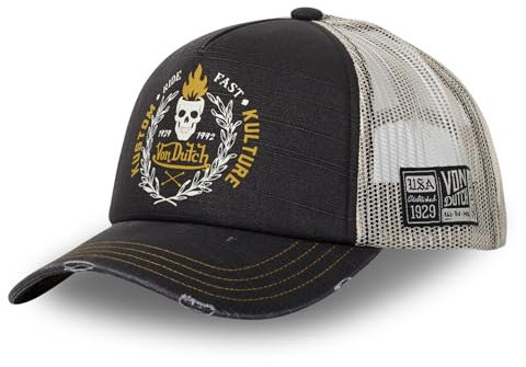 Von Dutch Kappe für Damen & Herren, Trucker-Kappe, verstellbar, mit Snapback, grau / schwarz, Einheitsgröße