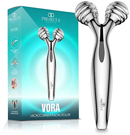 Project E Beauty Vora Mikrostrom-Gesichtsroller, solarbetriebenes Mikrostrom- 3D-Gesichtmassagegerät mit Knetkugel für V-förmige Gesichtsstraffung, Hautstraffung, Glätten feiner Linien
