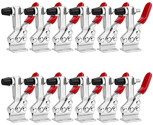 ZOENHOU 12 Pack 500 Lbs 225D Toggle Clamp, Quick Release Hold Down Toggle Clamps, Red Holding Heavy Duty Antislip Toggle Clamp Tools