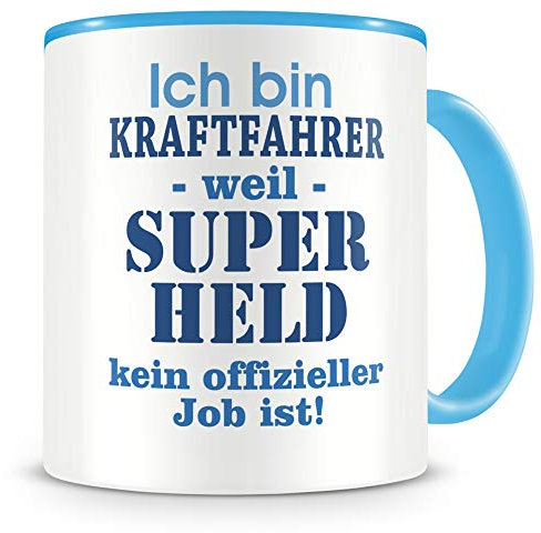 Samunshi® Kraftfahrer Tasse mit Spruch Geschenk für Kraftfahrer Mann Frau Kaffeetasse groß Lustige Tassen zum Geburtstag hell blau 300ml