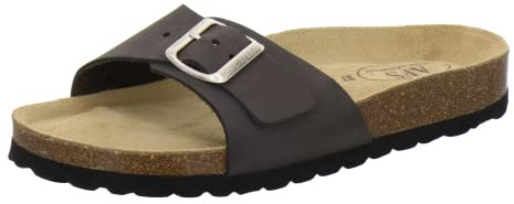 AFS-Schuhe 2112, modische Damen-Pantoletten, hochwertiges, echtes Leder, Made in Germany Größe 38 EU Grau (Stone)