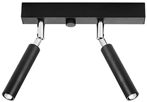 SOLLUX EYETECH Spot Deckenleuchte Dual verstellbare Lampen Wandbeleuchtung Stahl LED-Glühbirne Minimales Design Einfache Installation Farbe Schwarz 25x3x20 cm