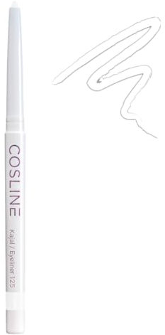 COSLINE Kajal und Eyeliner 125 White, Weiß, Wasserfester Kajal, Verschmiert nicht, Für Lidstrich und Wasserlinie, Weiches Auftragen, Starke Pigmentierung, Vegan, Made in Germany