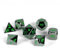shibby 7 polyedrische Metall-Würfel - Verchromt - für Tabletop und Rollenspiele inkl. Aufbewahrungsbox - Grün