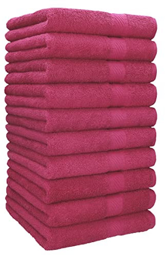 Betz Handtuch 10er Pack Handtücher Set Palermo Größe 50x100 cm 100% Baumwolle - gut trocknend, leichte Qualität - ideal für Sport, Strand, Reisen Farbe Cranberry