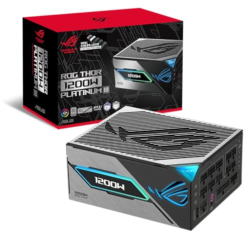 ASUS ROG Thor 1200W Platinum III Equalizer ATX Gaming Netzteil | ROG Equalizer 12V-2x6 PCIe Stromkabel, GaN-MOSFET, OLED Display, 80 Plus & Cybenetics, ATX 3.1, PCIE 5.1, Schwarz