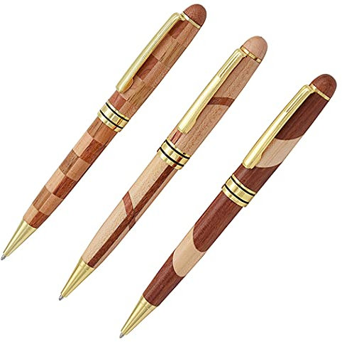 SIPLIV Set von 3 Holz-Kugelschreibern Handgefertigte Holz-Kugelschreiber Retro Collection Business Pen Fancy Nice Kugelschreiber Set
