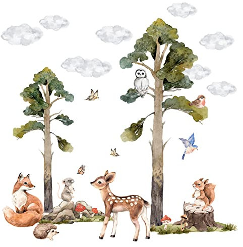 Grandora Waldtiere Wandtattoo für Kinderzimmer Baby Wandsticker Baum DL802-3