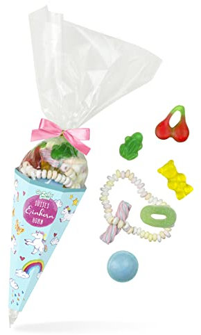 Süßes Einhorn Horn – toller Süßigkeiten-Mix in süßer Zuckertüte, schöne Geschenk-Idee für Einhorn-Fans