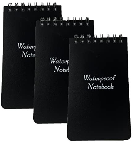 3 x wasserdichtes Notizbuch, 7,6 x 12,7 cm Polizei-Notizblock, schreiben Sie in die Regentasche, Allwetter-Notizblock mit Einband.