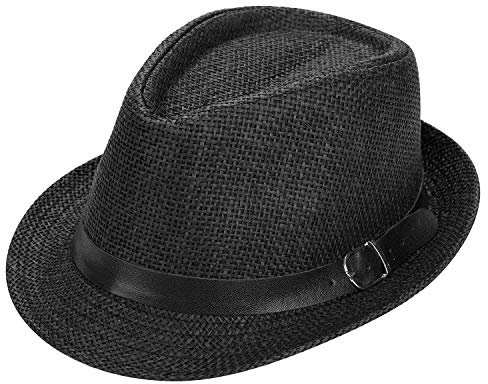 LONTG Chapeau de Paille Panama Classic Chapeau de Soleil Plage Respirant Chapeau Fedora Trilby Gangster Cool Chapeau d'été aéré Casquette Panama Cow-Boy Anti-UV Solaire pour Plage Vacances Voyage