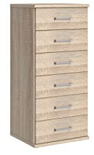 möbelando Kommode Click aus Spanplatte in Eiche-Sägerau-Nachbildung mit 6 Schubladen. Abmessungen (B/H/T) 46x106x40 cm