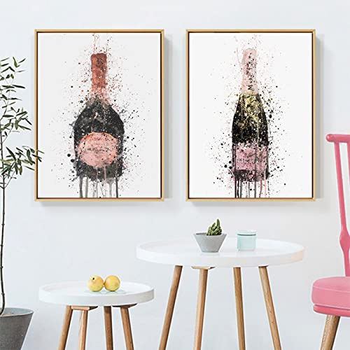 iYoucase Champagner-Graffiti-Wand Bilder-Poster abstraktes Leinwandbild Bar Werbung Bilderdruckdruck Norbic-Bild für Wohnzimmer Heimdeko 50 x 70 cm x 2 ungerahmt