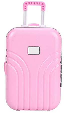 Wakects Valise de Voyage pour Poupées, Valise à roulettes de Taille Mini avec Valise à roulettes Ouverte et Fermée(Rose)