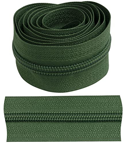 Aerzetix - C62734 - Cerniera Lampo Spirale 1 Metro N°5 Senza cursore - Colore: Verde Militare - in Nylon - Copertura di Protezione Abbigliamento Cuscino Gonna Vestito Jeans Gilet Cucito