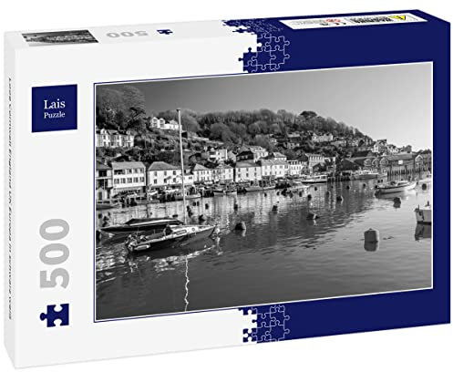 Lais Puzzle Looe Cornwall England UK Europe in black and white 500 pieces
