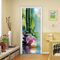 Tür tapeten 3d selbstklebend Grüner Bambus und Orchideen 3d Türaufkleber Wandbilder Türposter Fototapete PVC DIY Türbild Vinyl Wasserdichte Entfernbar Mauer Aufkleber Zuhause Dekor B77 x H200cm