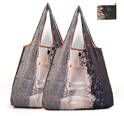 Einkauftasche, 2 Wiederverwendbare Einkauftasche,Tragbare Einkaufstasche Faltbar Einkaufsbeutel,Umweltfreundliche Waschbar Einkaufstüten,Mini Maxi Shopper