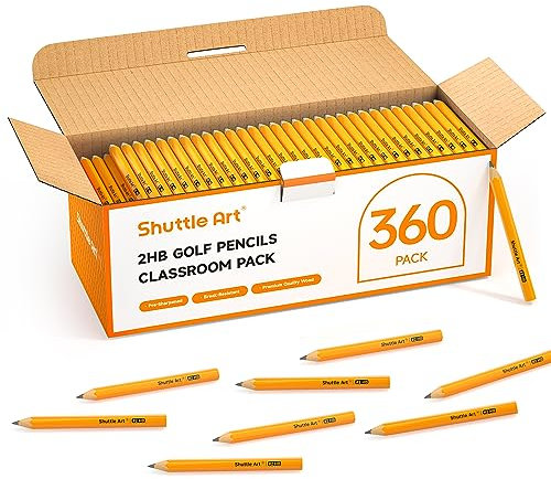 Shuttle Art Mini Bleistifte, 360 Stück #2 HB Bleistift, 8,9cm Golf-Bleistifte, vorgespitzte Graphitstifte in Großverpackung, kleine Bleistift Set für Kinder und Erwachsene zum Schreiben, Skizzieren