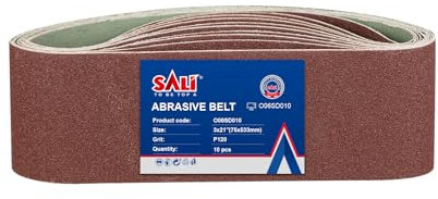 SALI Schleifbänder 10 Stück 75 x 533 mm Schleifband Körnung 120 Bandschleifpapier für Bandschleifer Schleifmaschine zum Holz Metall Schleifen, Feilen, Schärfen und Entrosten