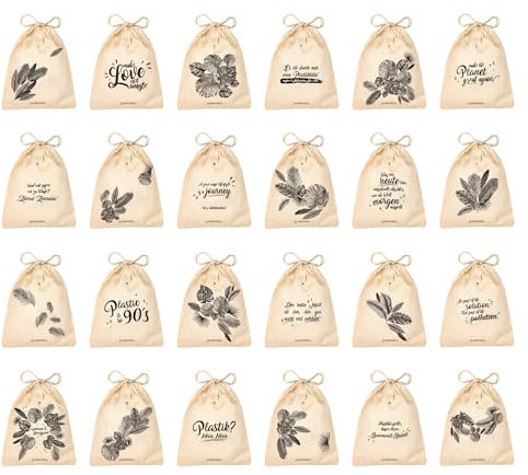 24 Adventskalender Beutel zum selbst befüllen | Wiederverwendbar | Baumwolle | Nachhaltig