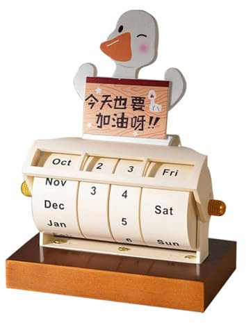 PEKMAR Drehbarer Tischkalender, ewiger Radkalender - 2024 wiederverwendbarer Tischkalender aus Holz - Desktop-Dekoration, Wohnaccessoire, Tischkalender mit Monats-, Wochen- und Tagesanzeige